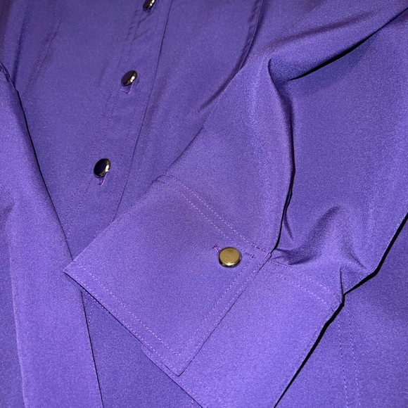 Sag Harbor Two Piece Vintage Set Purple Button Down Blouse and Pants Size 14 - Picture 9 of 12